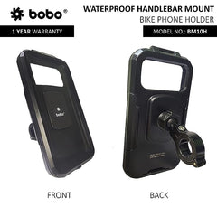 BOBO BM10 Waterproof Bike Phone Holder for Motorcycle and Scooter with Handlebar and Mirror Mount Options