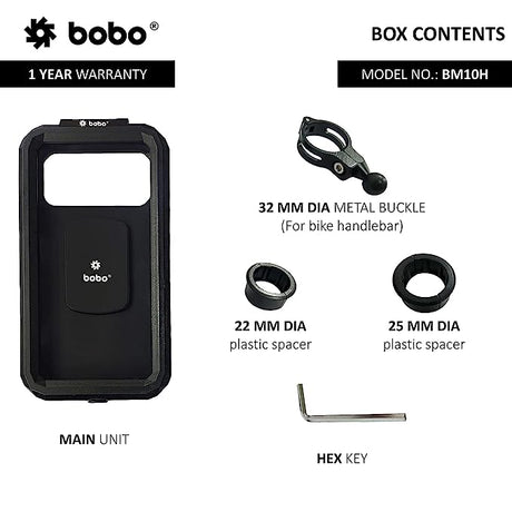 BOBO BM10 Waterproof Bike Phone Holder for Motorcycle and Scooter with Handlebar and Mirror Mount Options