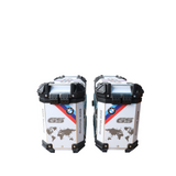 MOTOCARE ALUMINIUM 36 LITRE BMW GS SILVER PANNIERS WITH SADDLE CLAMP