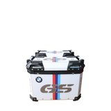 MOTOCARE ALUMINIUM 36 LITRE BMW GS SILVER PANNIERS WITH SADDLE CLAMP