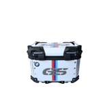 MOTOCARE ALUMINIUM 45 LITRE GRAPHIC BMW GS WHITE TOP BOX