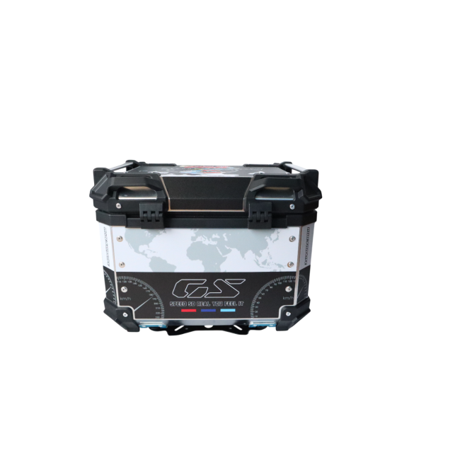 MOTOCARE ALUMINIUM 45 LITRE GRAPHIC WHITE BLACK SPEED GS