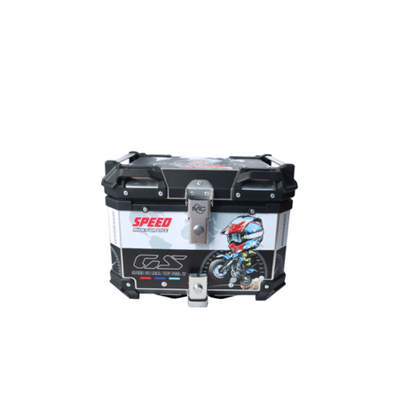 MOTOCARE ALUMINIUM 45 LITRE GRAPHIC WHITE BLACK SPEED GS