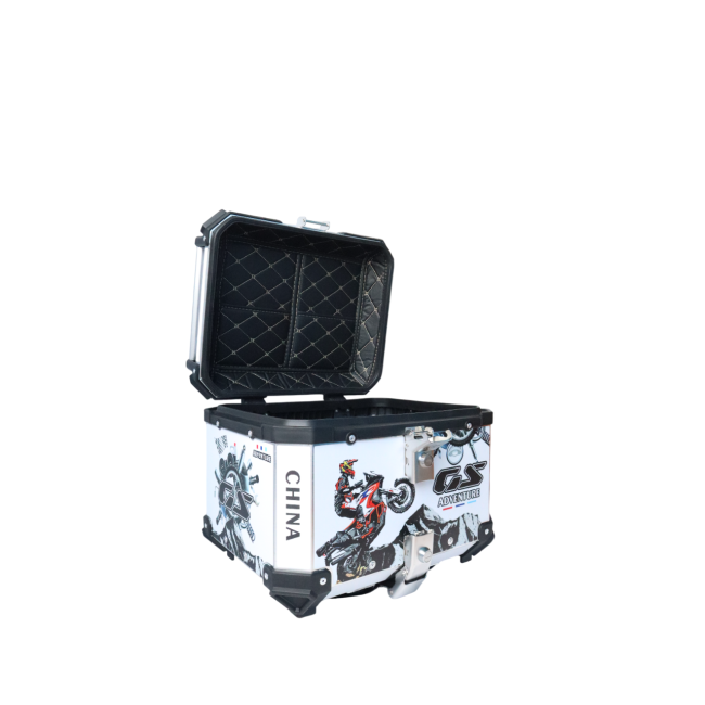 MOTOCARE ALUMINIUM 45 LITRE GRAPHIC WHITE GS ADVENTURE