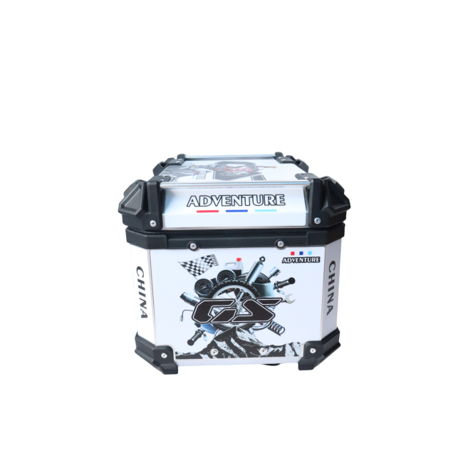 MOTOCARE ALUMINIUM 45 LITRE GRAPHIC WHITE GS ADVENTURE