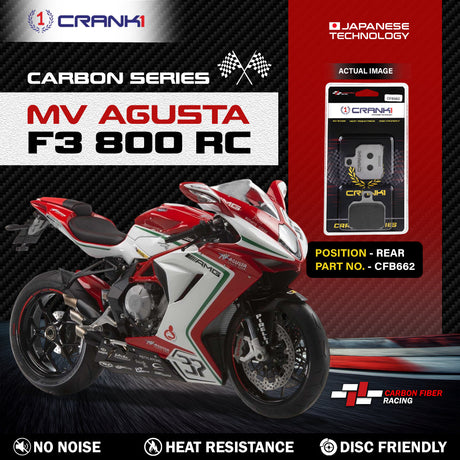 CRANK1 Carbon Rear Brake Pads CFB662 for MV Agusta F3 800 RC