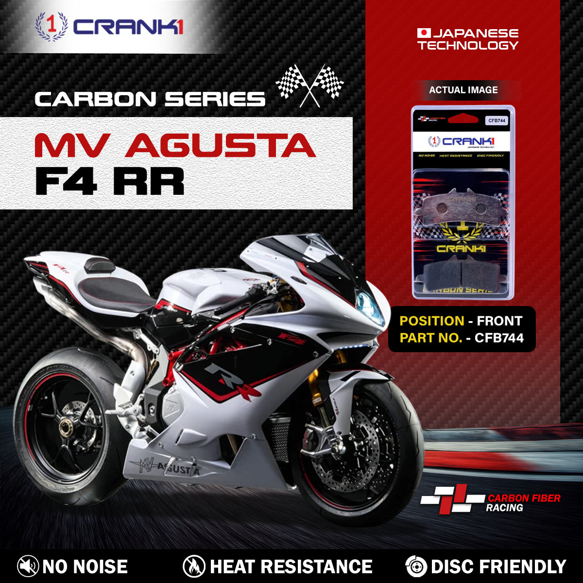 CRANK1 CFB744 carbon front brake pads for MV Agusta F4 RR