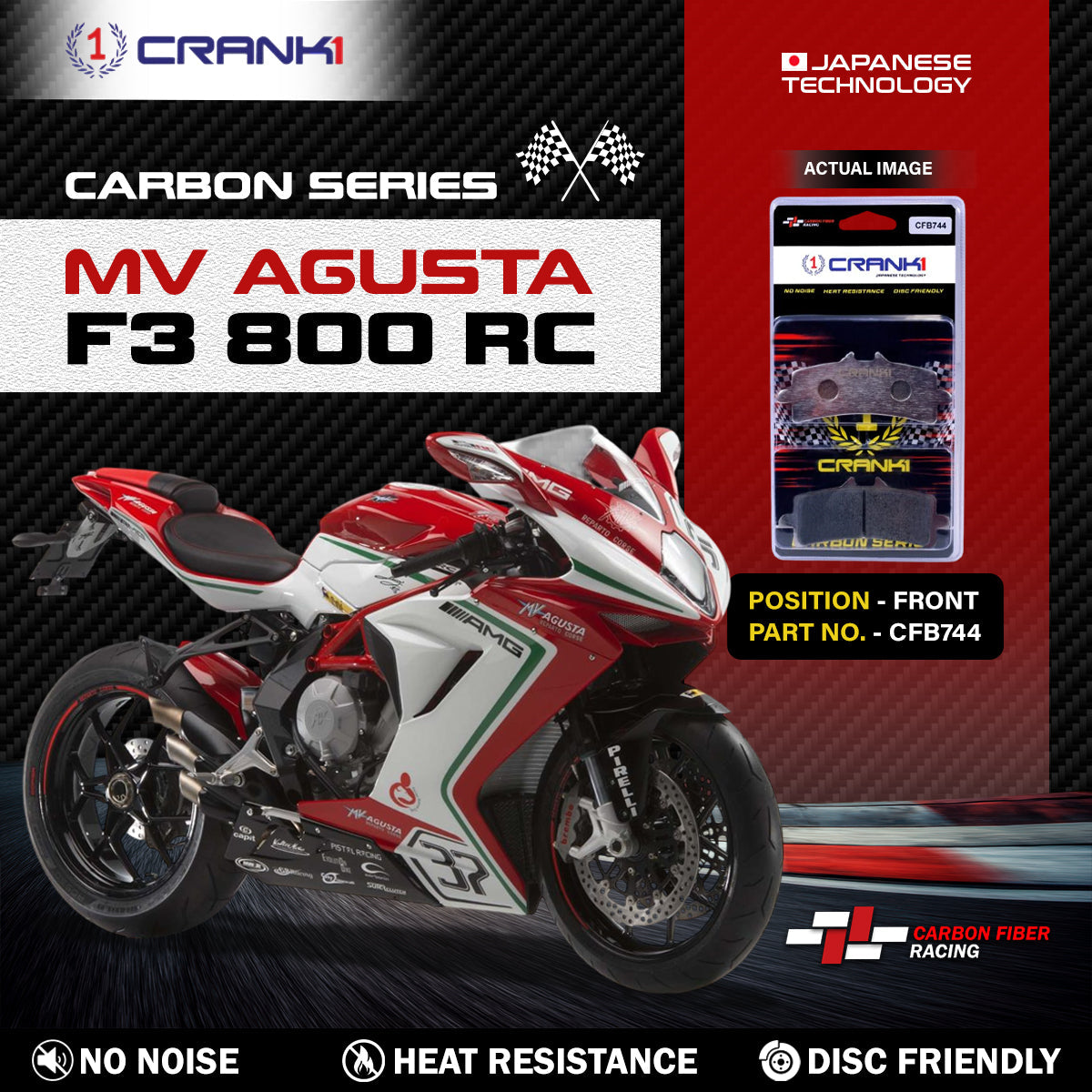 CRANK1 CFB744 carbon front brake pads for MV Agusta F3 800 RC