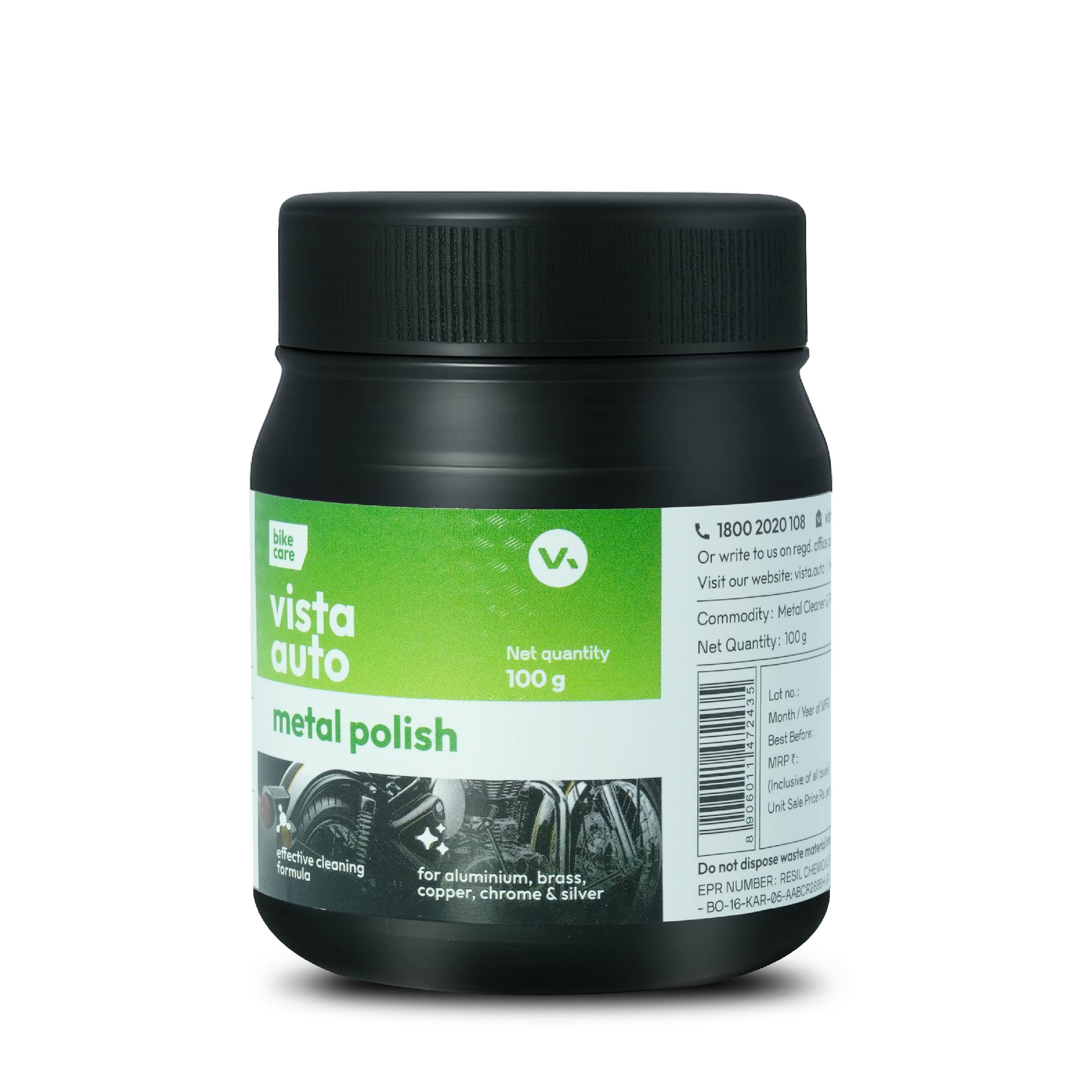 Vista Auto Care Metal Polish 100g for chrome brass copper and stainless steel

