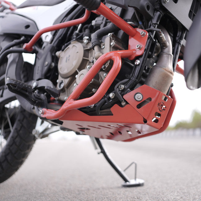 MotoCare Sump Guard installed on Hero XPulse 210 for off-road engine protection