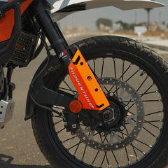 Moto Torque Orange Metal Fork Protectors for 2025 KTM 390 Adventure / Adventure X – Suspension Protection Upgrade