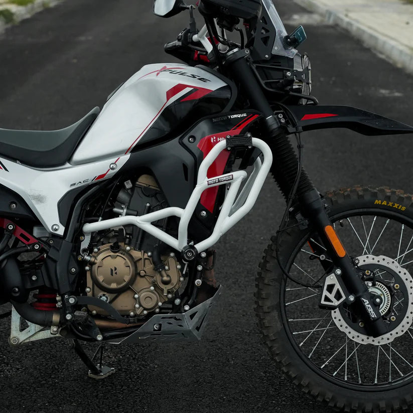 Moto Torque Max Pro Crash Guard in White for Hero XPulse 210 – Engine and Frame Protection