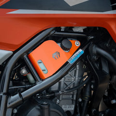 Moto Torque Orange Coolant Guard for 2025 KTM 390 Adventure / Adventure X – Mild Steel Radiator Hose Protector