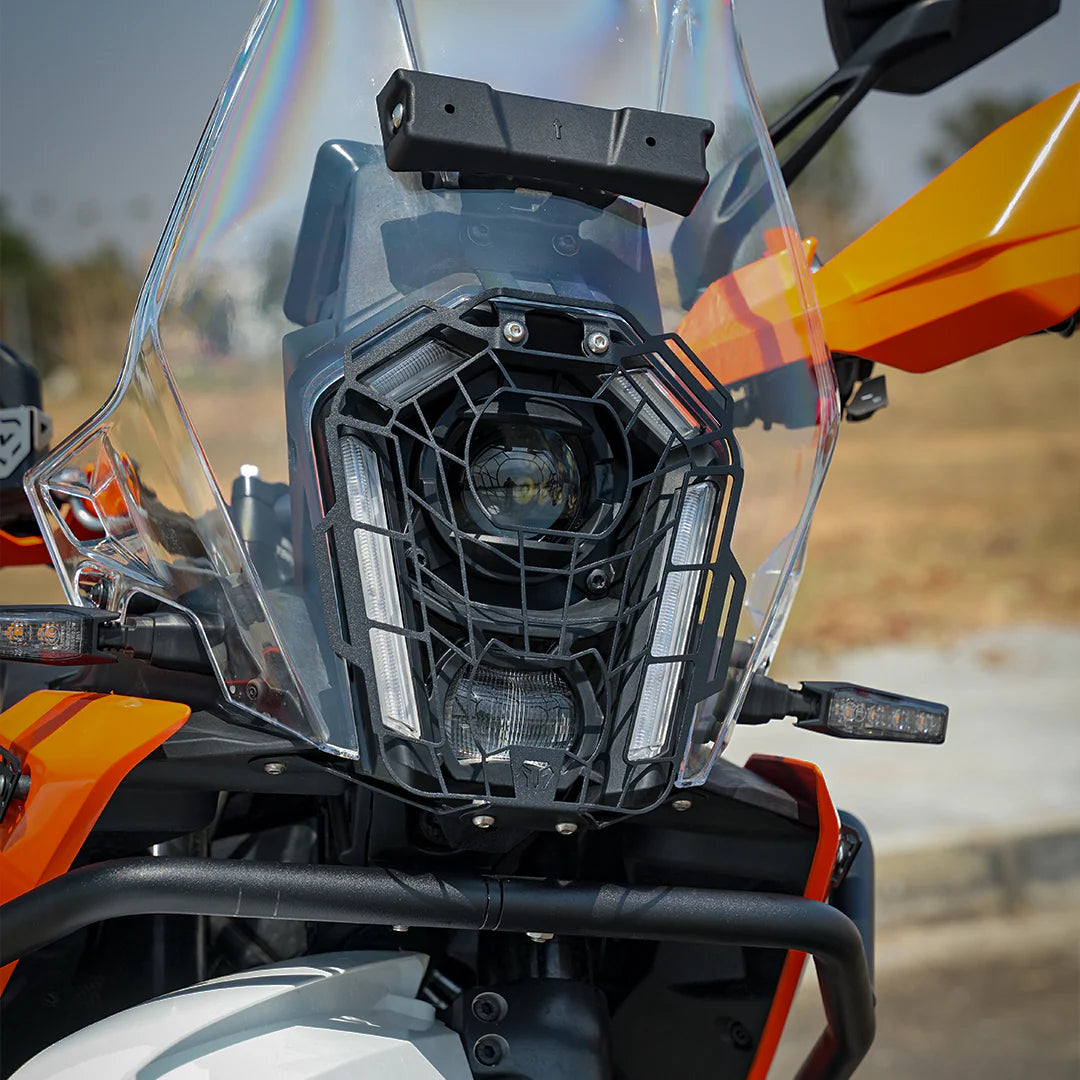 Moto Torque Spider Headlight Guard for KTM 390 Adventure / Adventure X 2025 – Rugged MS Front Lamp Protection