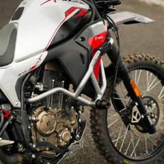 Moto Torque Titan X Crash Guard in Silver installed on Hero XPulse 210 – Off-Road Protection