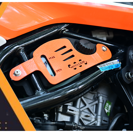 Motocare Coolant Oil Guard for KTM Adventure 250/390 2025 – Black & Orange Engine Cover