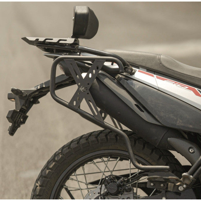 MotoCare Saddle Stay with Carrier Plate installed on Hero XPulse 210 – Touring Luggage Setup