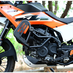 Motocare TYPE 2 Crash Guard Orange with Dual Sliders for KTM Adventure 250/390 – 2025 Model