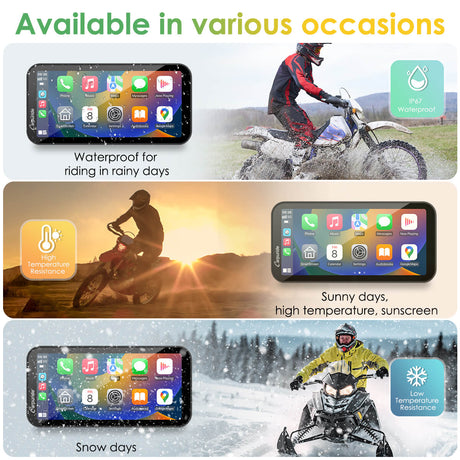 Carpuride W603D wireless motorcycle CarPlay display
