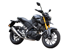 Silver Stallion Storm performance exhaust for Yamaha MT15 black matte brushed