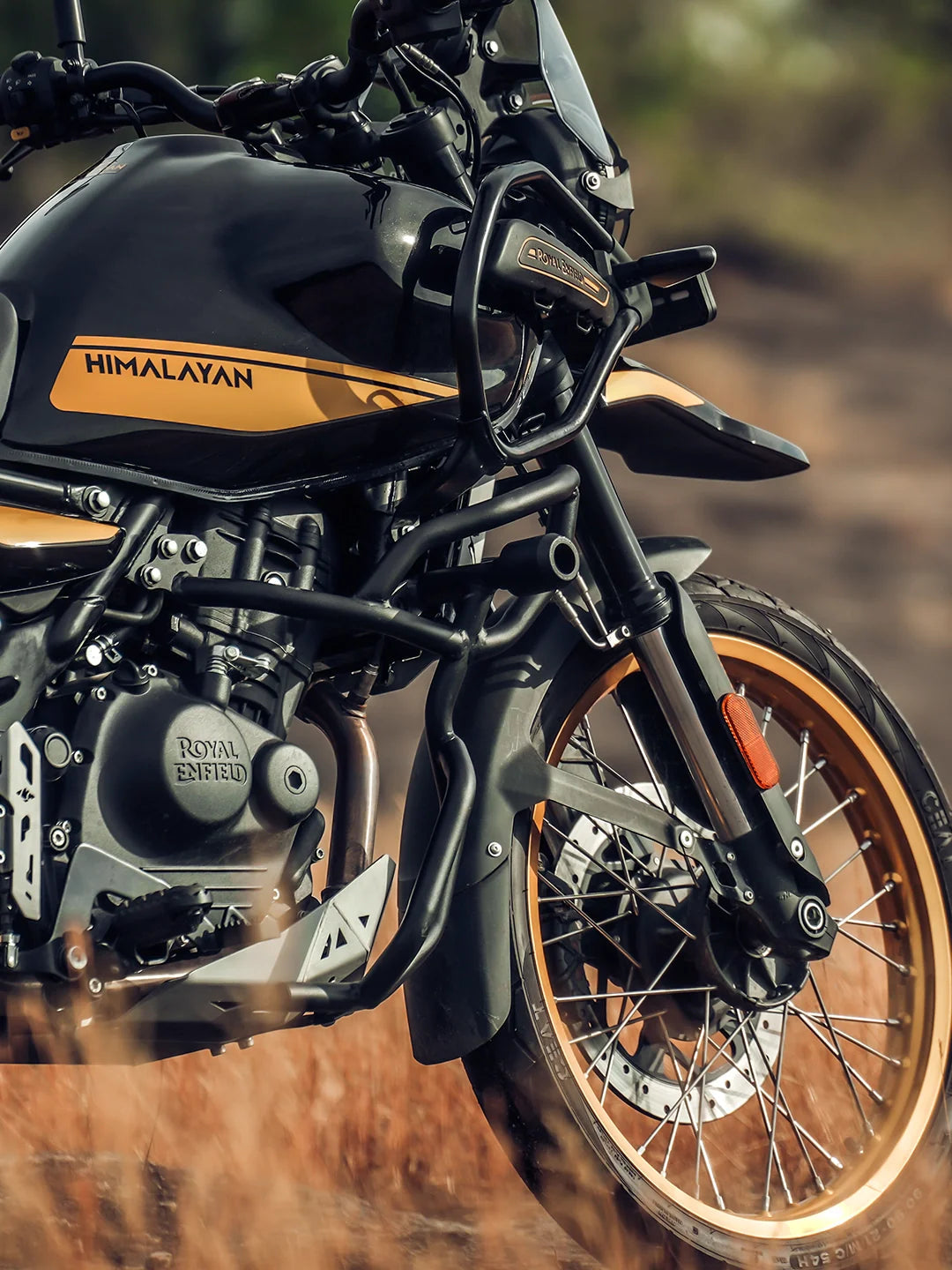LEGUNDARY Custom bazooka crash guard with slider for Royal Enfield Himalayan 450 black engine guard