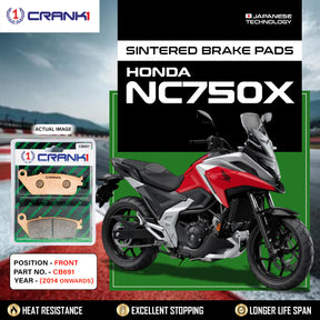 CRANK1 CB691 sintered front brake pads for Honda NC750X (2014 Onwards) premium motorcycle braking upgrade.