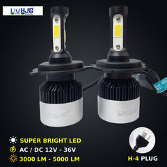 LIU HJG Motorcycle LED Headlight Bulb Yellow/White With H4 Fitting (12V-36V) (30W-50W, pack Of 1)