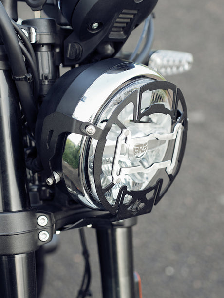 LEGUNDARY MIG headlight grill with number plate Royal Enfield Bear 650 black guard