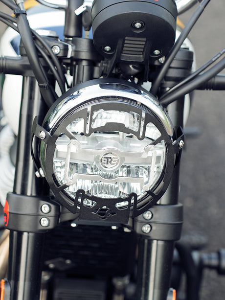 LEGUNDARY MIG headlight grill with number plate Royal Enfield Bear 650 black guard
