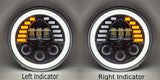 HJG New Indicator Harley Headlight 7Inch Round Led Headlight Fits in Royal Enfield All Models, Mahindra Thar