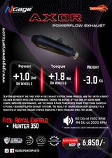 Ngage Powerparts Axor Powerflow exhaust for Royal Enfield Hunter 350