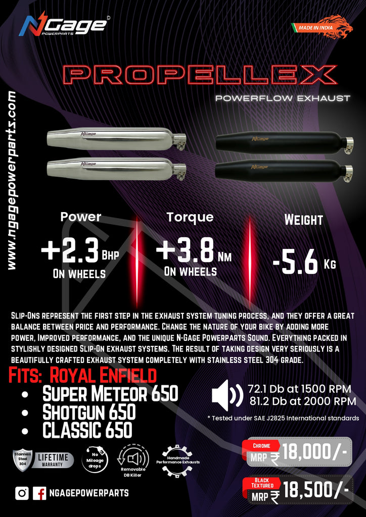 Ngage Powerparts Propellex Powerflow exhaust for Super Meteor 650