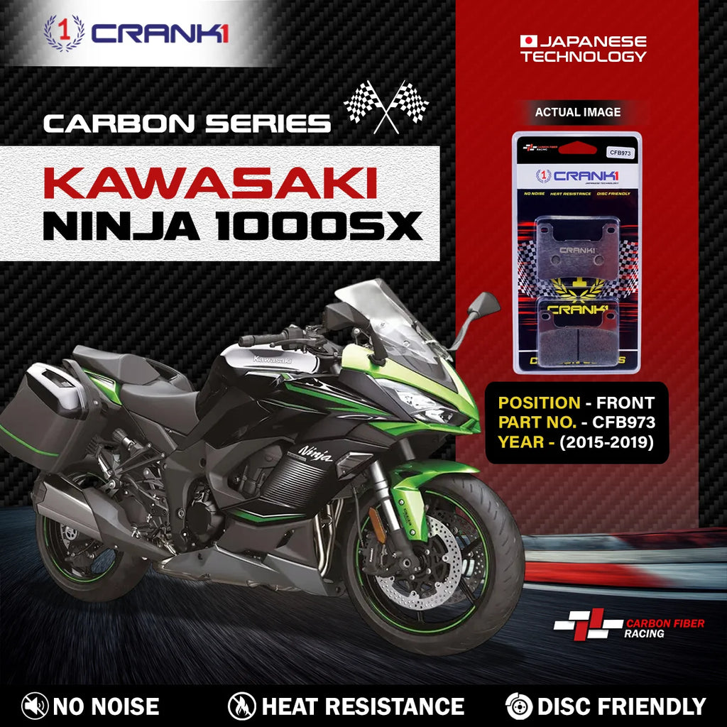CRANK1 Carbon Front Brake Pads CFB973 for Kawasaki Ninja 1000 Ninja 1000SX ZX10R Z1000 Versys 1000 Suzuki Hayabusa GSXR1000