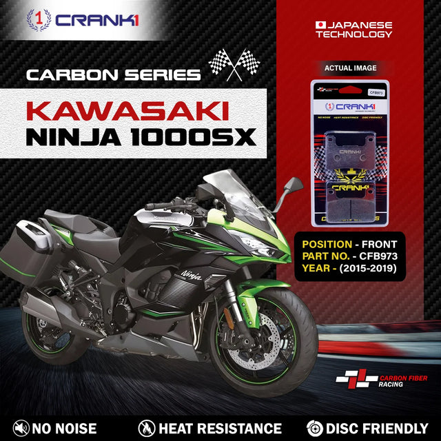 CRANK1 Carbon Front Brake Pads CFB973 for Kawasaki Ninja 1000 Ninja 1000SX ZX10R Z1000 Versys 1000 Suzuki Hayabusa GSXR1000