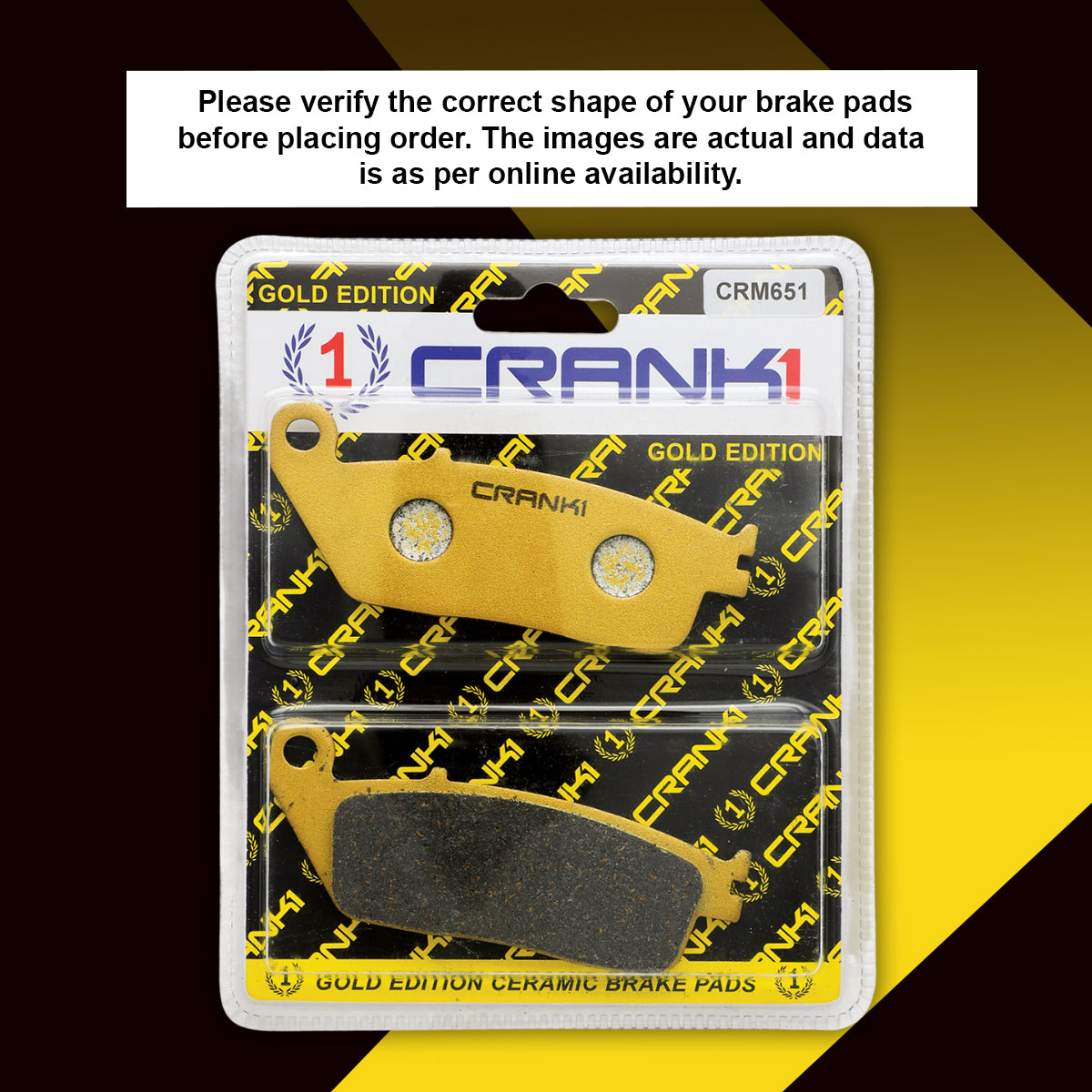 CRANK1 Ceramic Front Brake Pads CRM651 for Kawasaki Ninja 650 2017 Onwards Dual Disc HH Rated Brake Pads
