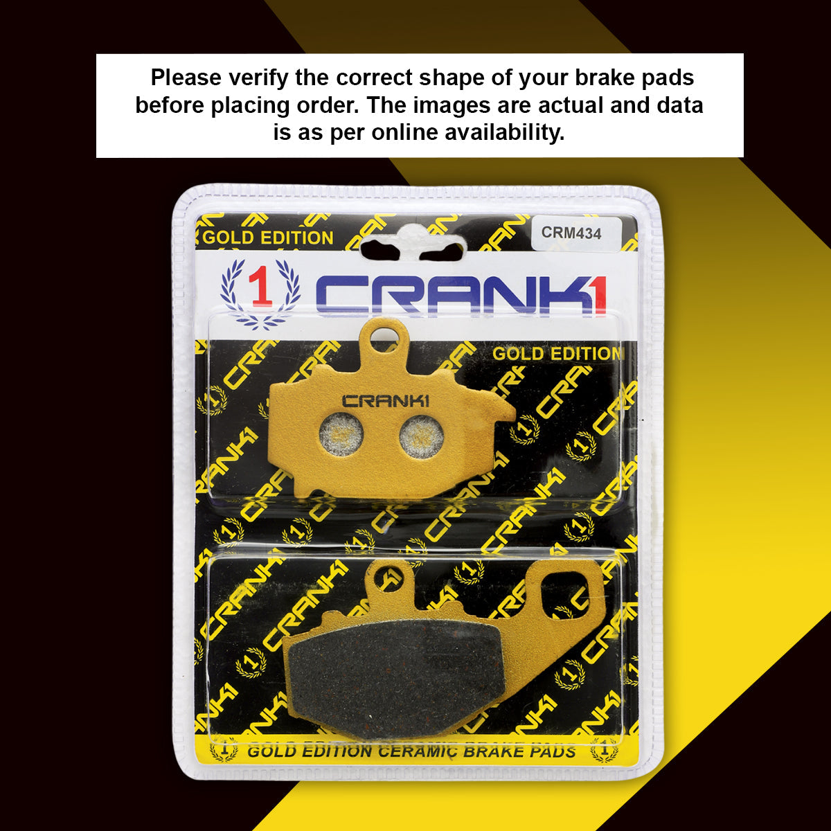 CRANK1 Ceramic Rear Brake Pads CRM434 for Kawasaki Ninja 650 2006-2016 HH Rated Disc Brake Pads