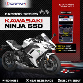 CRANK1 CFB471 Carbon Rear Brake Pads for Kawasaki Ninja 650 2017+