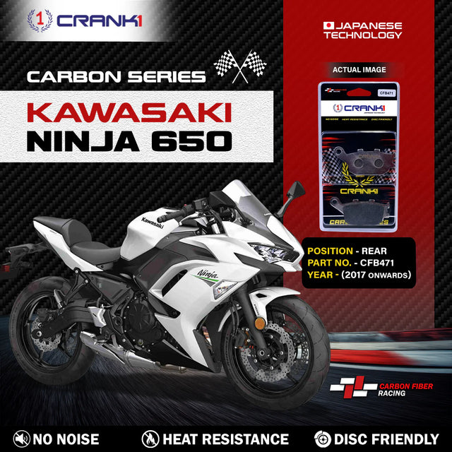 CRANK1 CFB471 Carbon Rear Brake Pads for Kawasaki Ninja 650 2017+