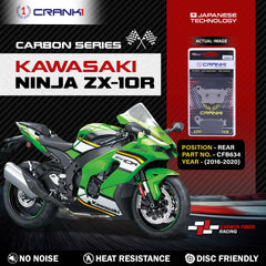CRANK1 Carbon Rear Brake Pads CFB634 for Kawasaki Ninja ZX-10R 2016-2020 High Performance Kevlar Motorcycle Brake Pads