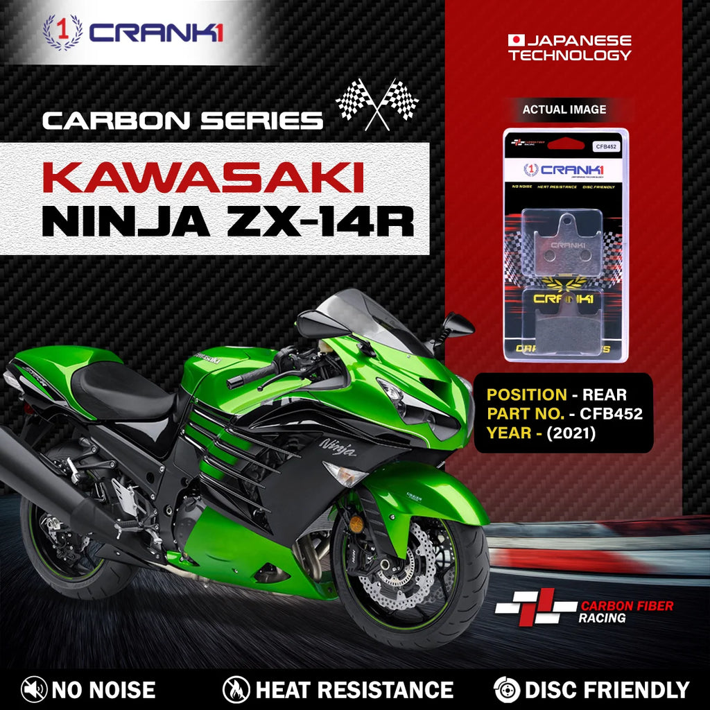 CRANK1 CFB452 carbon rear brake pads for Kawasaki Ninja ZX-14R 2021