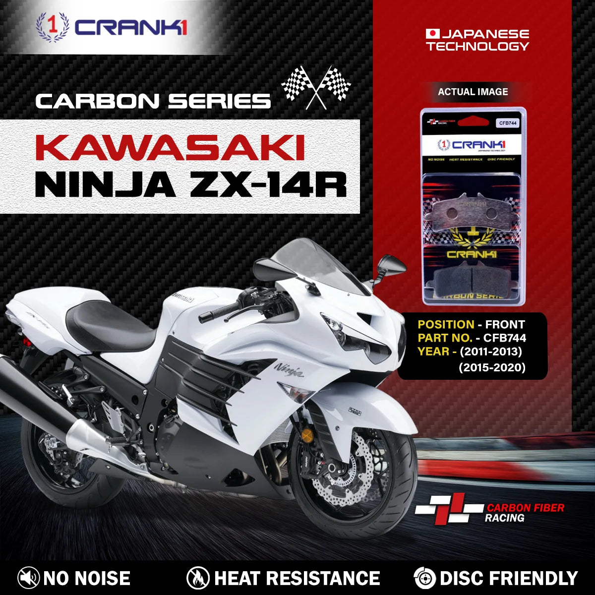 CRANK1 CFB744 carbon brake pads for Kawasaki Ninja ZX-14R front