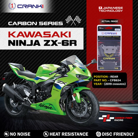 CRANK1 Carbon Brake Pads CFB634 for Kawasaki Ninja ZX-6R Rear