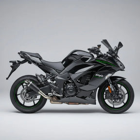 Barrel Outlaw V2 black stainless steel slip-on exhaust with link pipe for Kawasaki Ninja 1100SX motorcycle