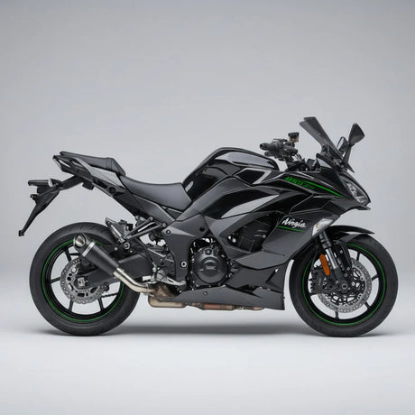 Barrel Outlaw V2 black stainless steel slip-on exhaust with link pipe for Kawasaki Ninja 1100SX motorcycle