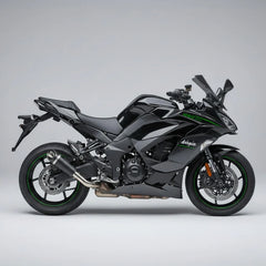 Barrel Outlaw V2 black stainless steel slip-on exhaust with link pipe for Kawasaki Ninja 1100SX motorcycle