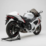 Barrel Outlaw 2.0 slip-on exhaust with link pipe for Suzuki Hayabusa Gen 3 black and titanium stainless steel performance exhaust
