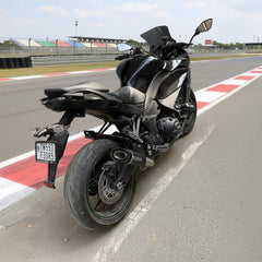 Barrel Outlaw V2 black stainless steel slip-on exhaust with link pipe for Kawasaki Ninja 1100SX motorcycle