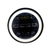 HJG 7 Inch Round Headlight Compatible with Royal Enfield, Jeep & Harley Davidson (12 LED WHITE) (12V-80V, 75W)
