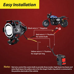 HJG U7 Projector Lens Foglight (Set of 2 with switch) - UNIVERSAL for All Cars & Bikes