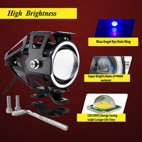 HJG U7 Projector Lens Foglight (Set of 2 with switch) - UNIVERSAL for All Cars & Bikes